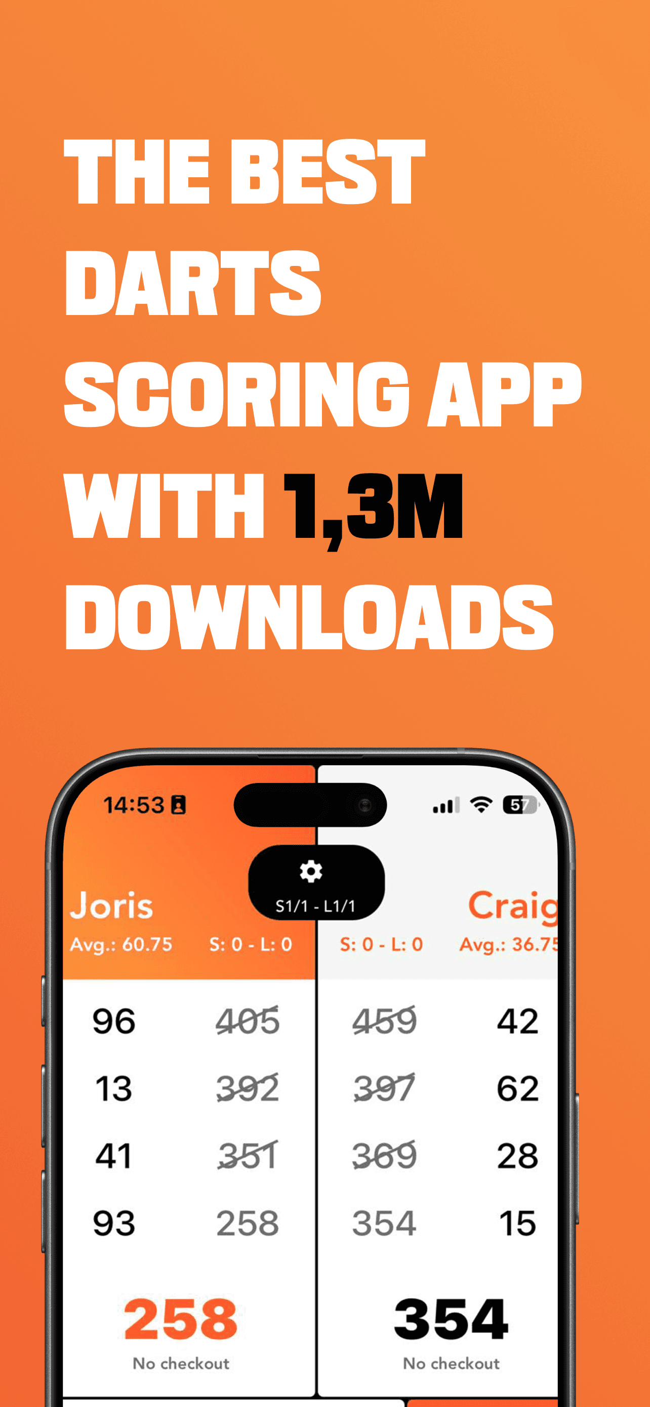 Dart Scores — the best darts scoring app with 1.3M downloads, live match scoreboard on phone